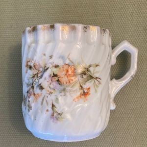 Antique shaving mug, porcelain, floral, Victorian